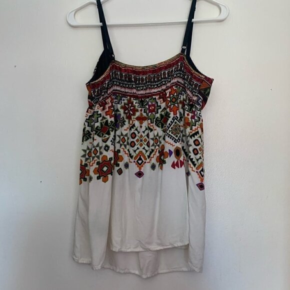 Forever 21 Boho Cami Top Festival Embroidered Tank White Orange L - Picture 7 of 7